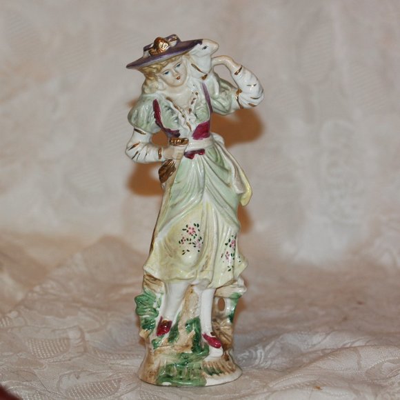 Vintage Porcelain Victorian Lady with Lamb Figurine - Picture 1 of 4